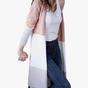 Colorblock Long Cardigan Sweater